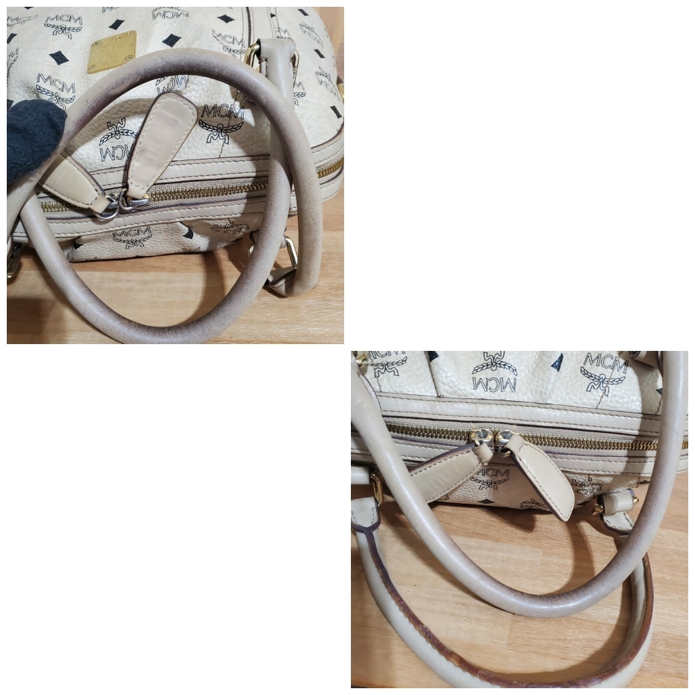MCMVisetos Boston Satchel Beige Handbag - Picture 9 of 12